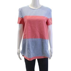 Cedric Charlier Womens Cotton Short Sleeve Blouse Multicolor Size 8
